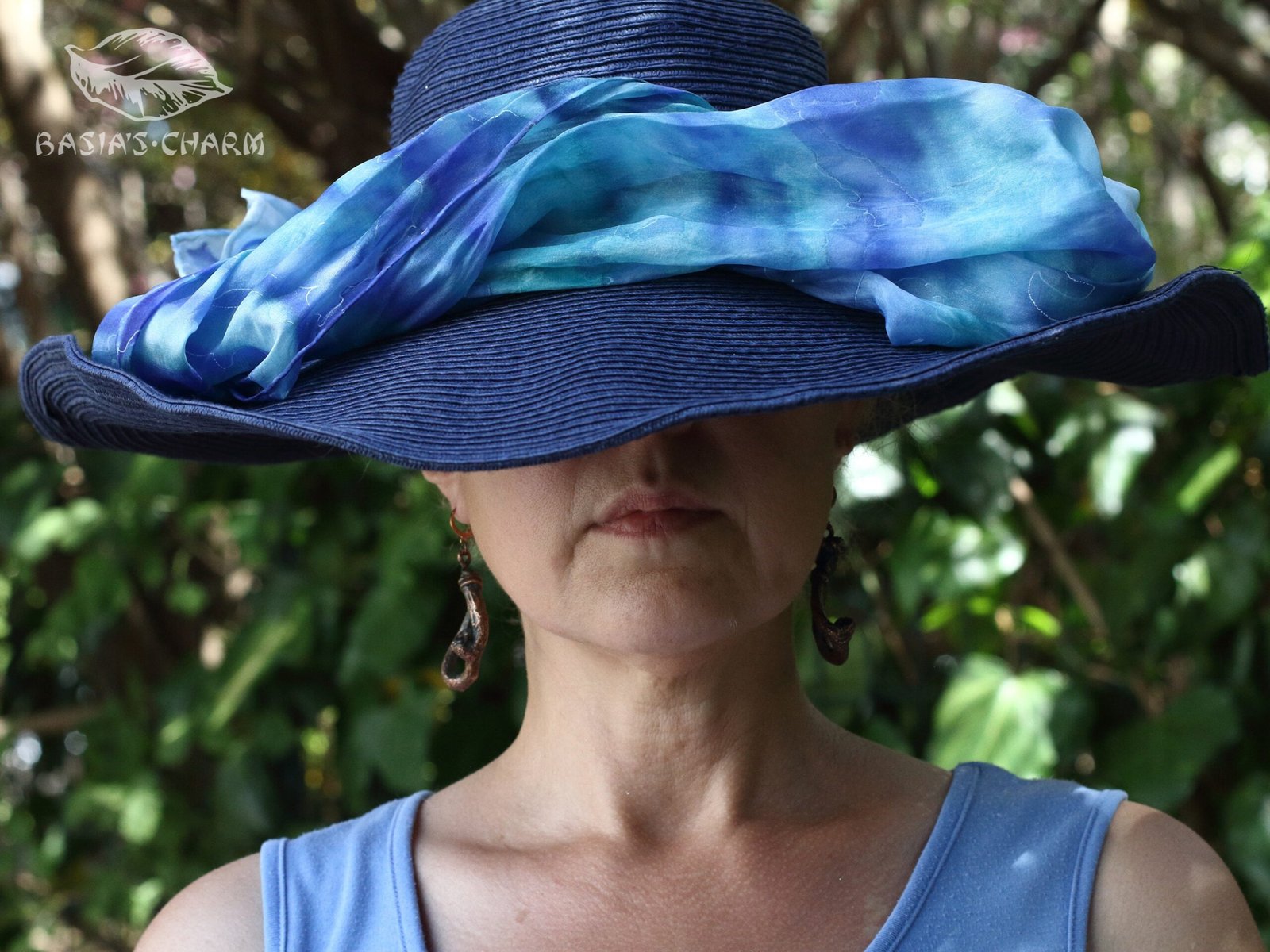 Very Unusual Asymmetrical Earrings with Kiwi Shoots and Three Quartz - Image 3