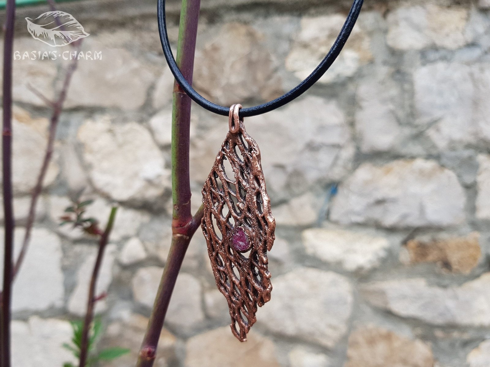Сactus skeleton with raw tourmaline pendant - Image 3