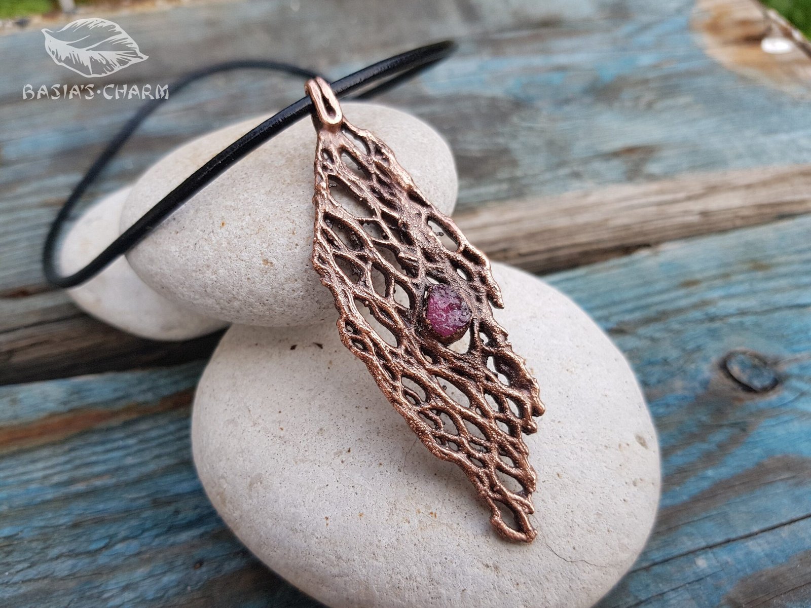 Сactus skeleton with raw tourmaline pendant - Image 4