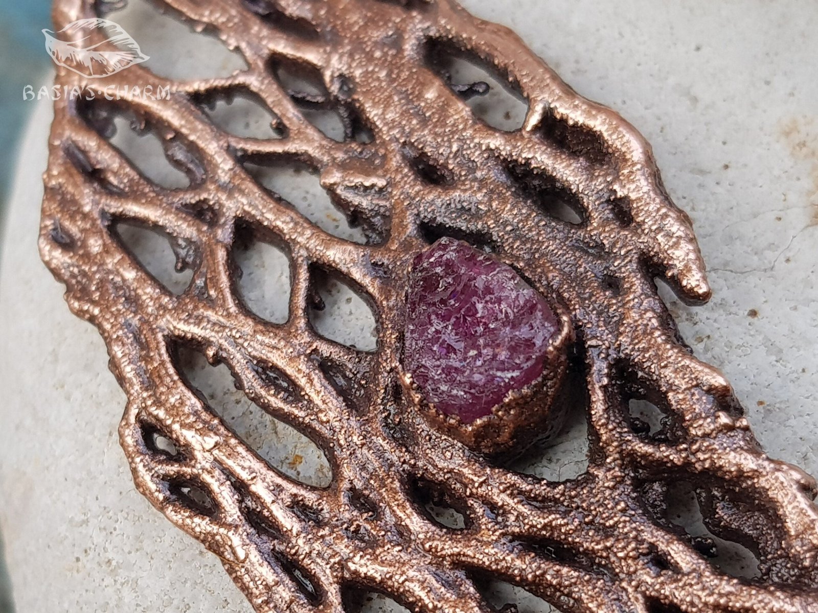 Сactus skeleton with raw tourmaline pendant - Image 5