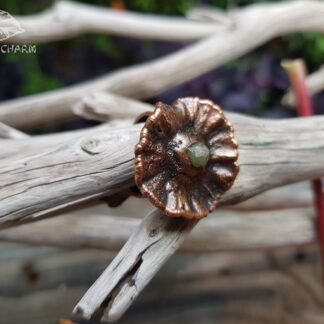 Copper Ring with Green Garnet Crystal on Thorn Fruit
