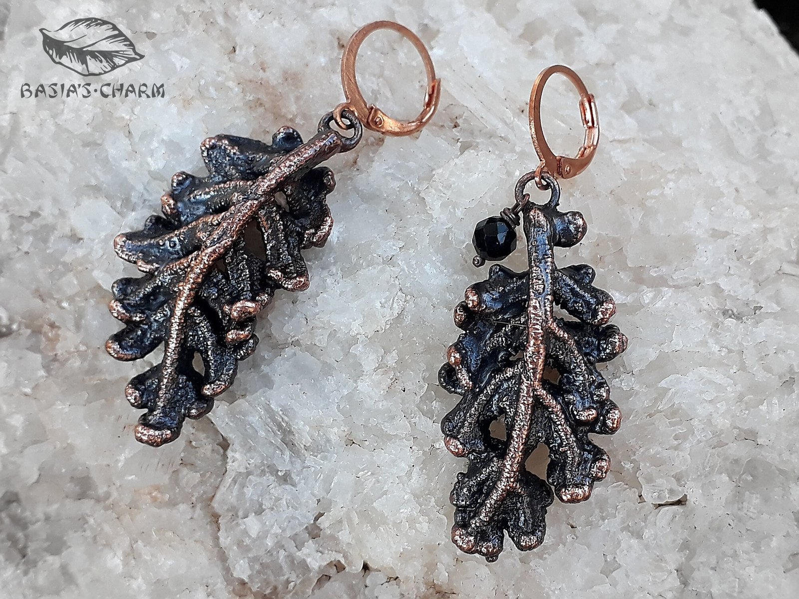 Сineraria Leaves with tiny black tourmalite earrings - Image 4