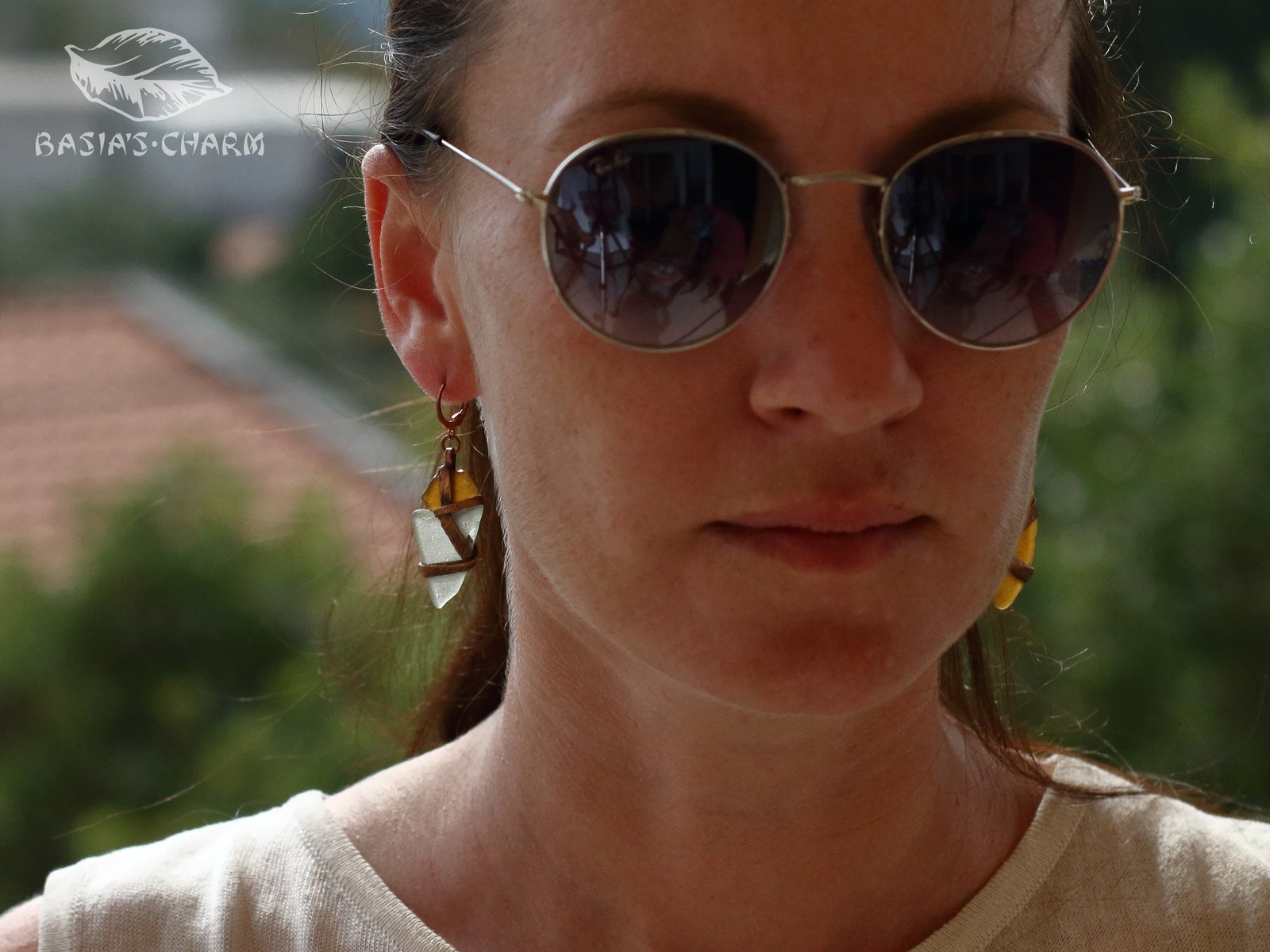 Natural Sea Glass Earrings - Image 2