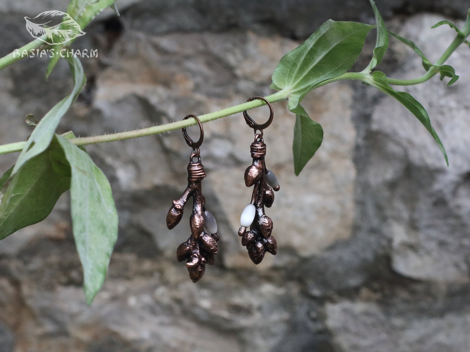 Oak Branches with Cat Eye Glass Earrings - Image 5
