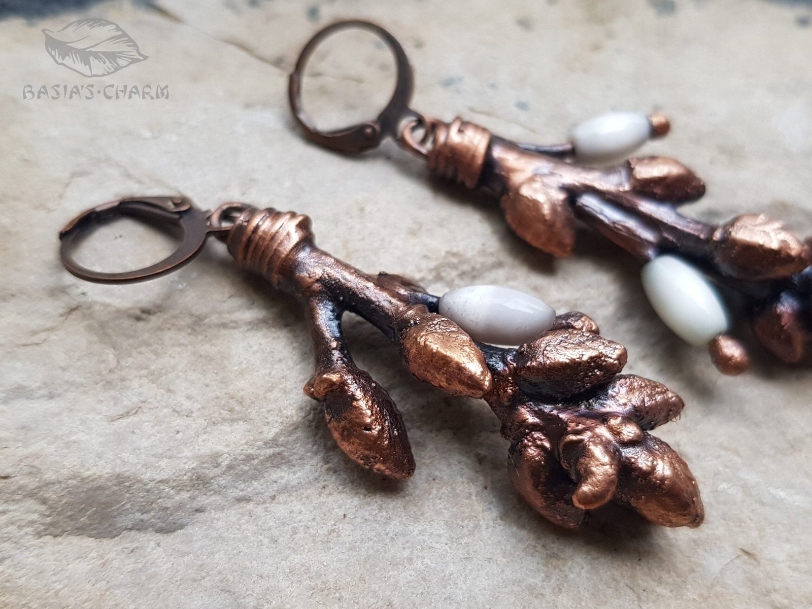 Oak Branches with Cat Eye Glass Earrings - Image 6