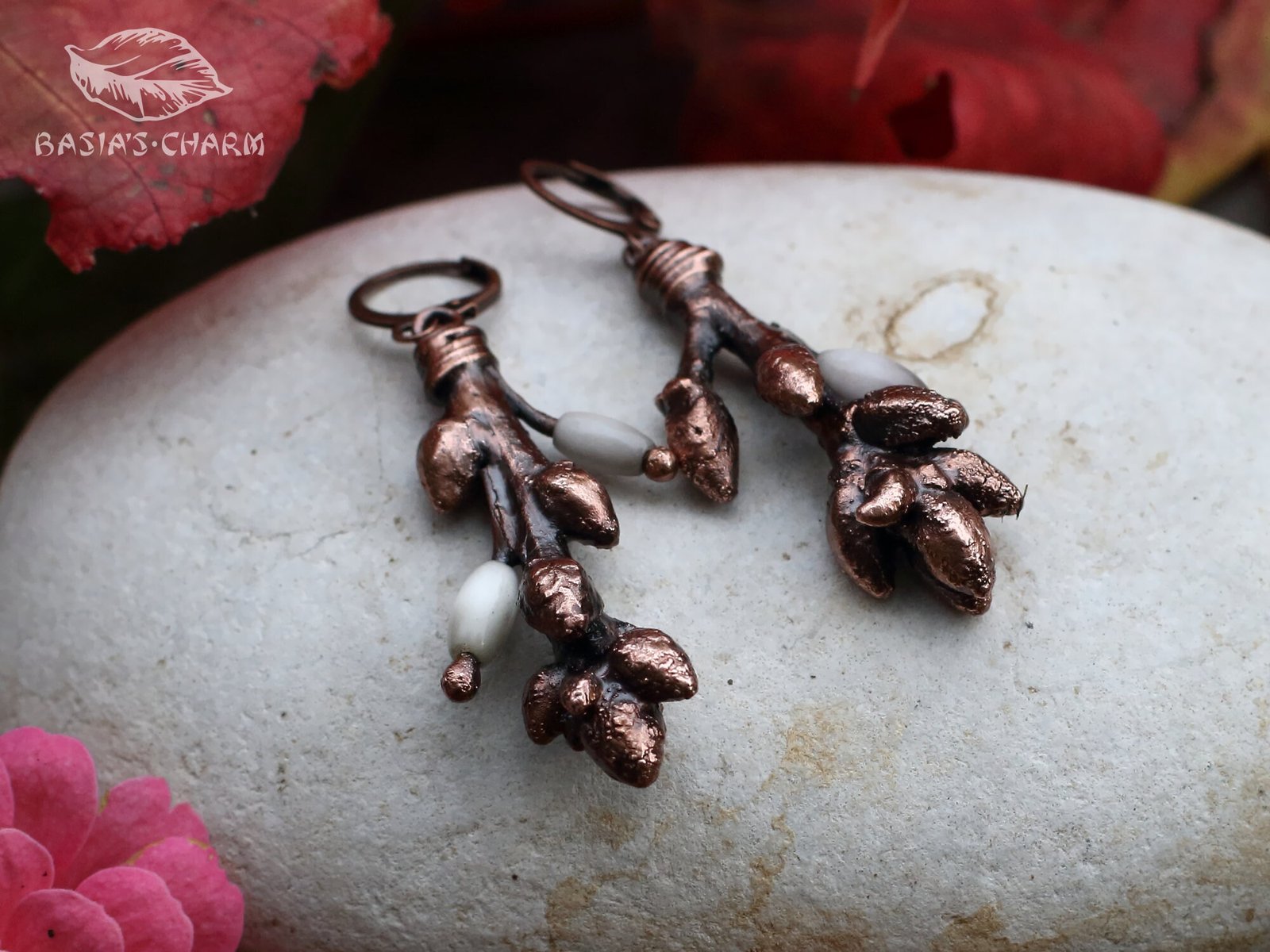 Oak Branches with Cat Eye Glass Earrings - Image 9