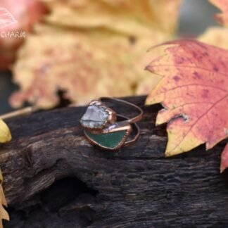 Flint Stone and Sea Glass Ring
