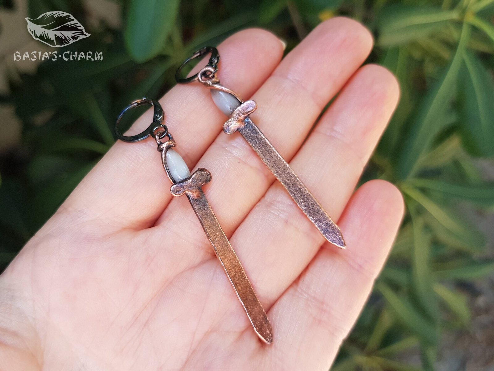 Sword Earrings wit Cats Eye Glass - Image 10