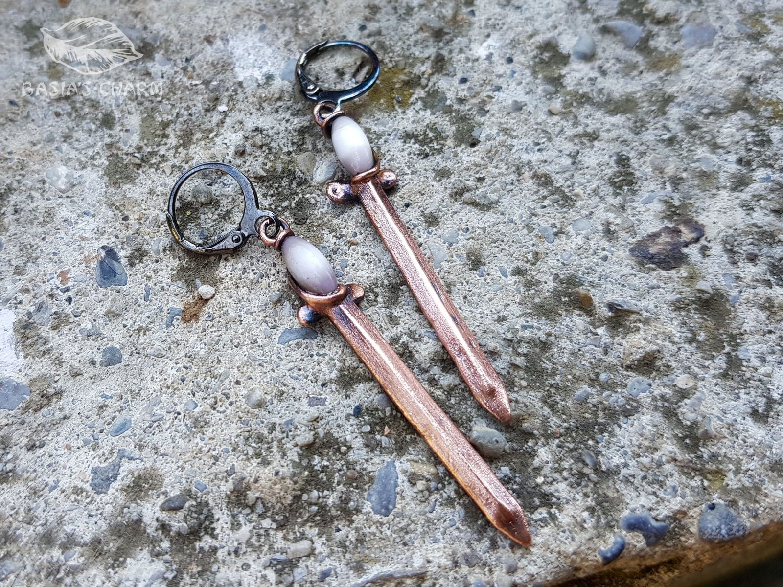 Sword Earrings wit Cats Eye Glass - Image 4