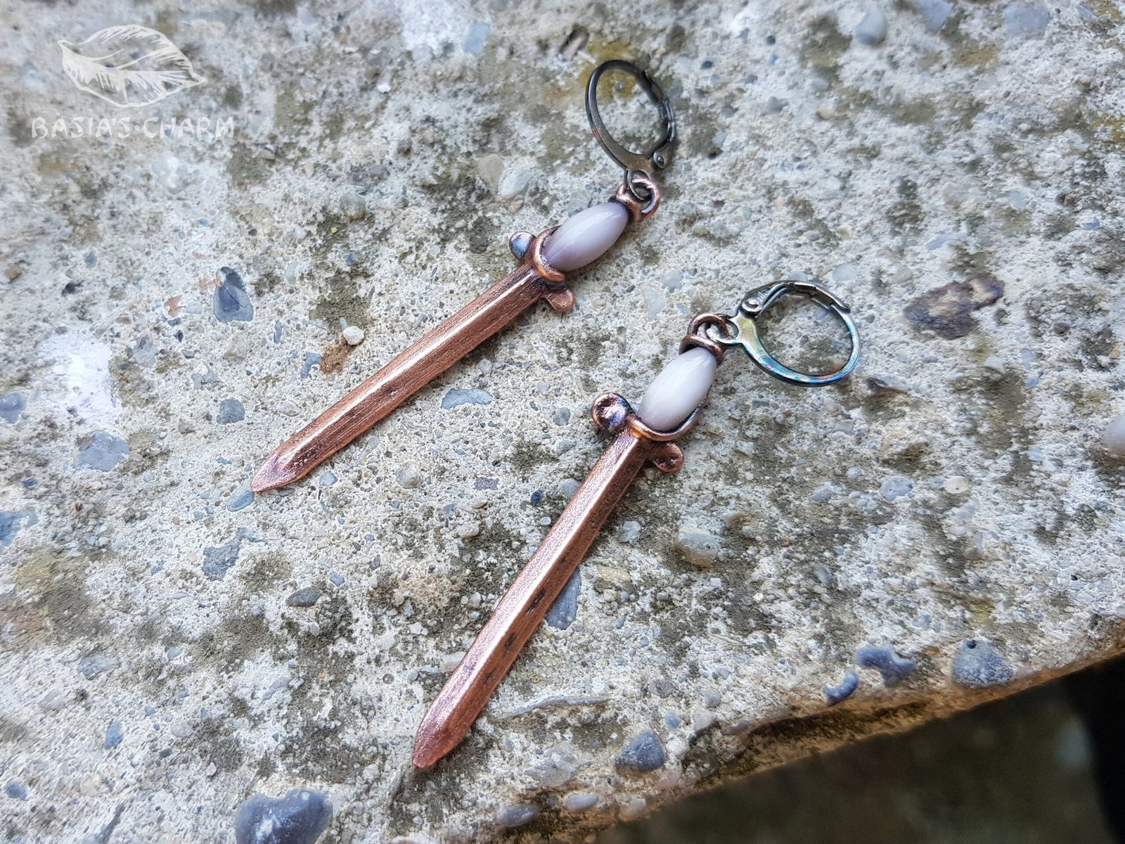 Sword Earrings wit Cats Eye Glass - Image 5