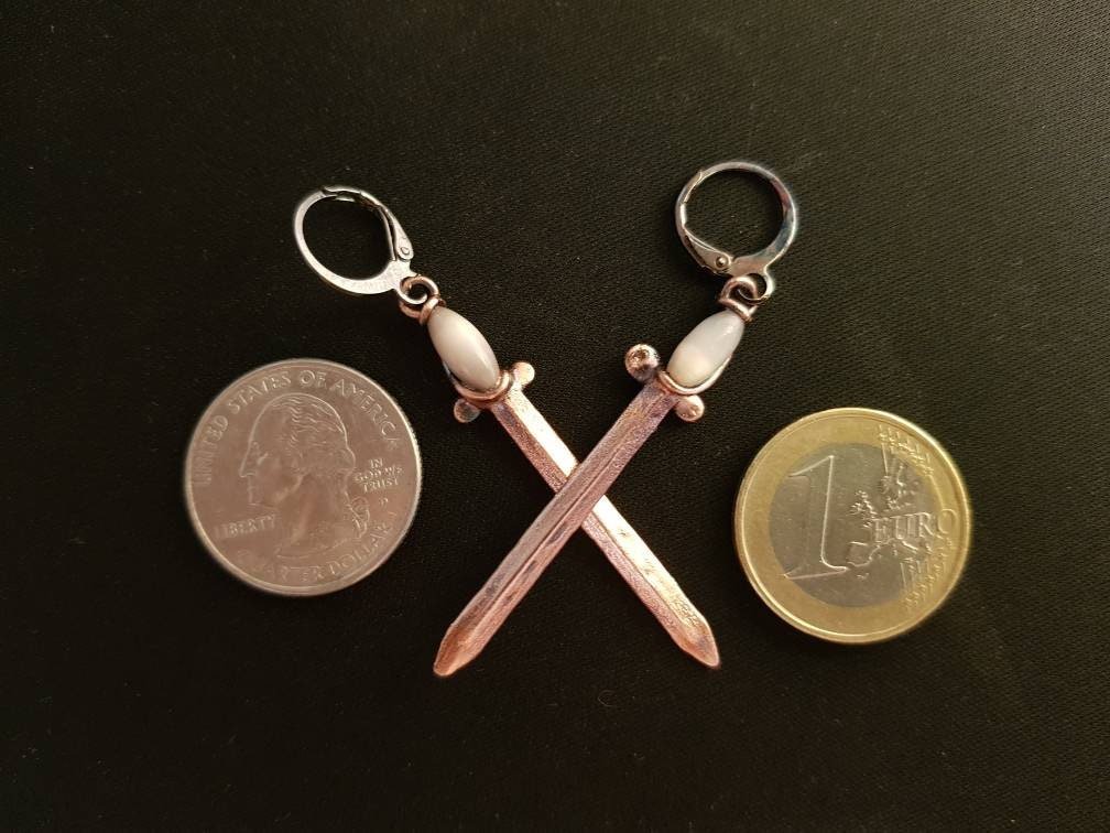 Sword Earrings wit Cats Eye Glass - Image 6