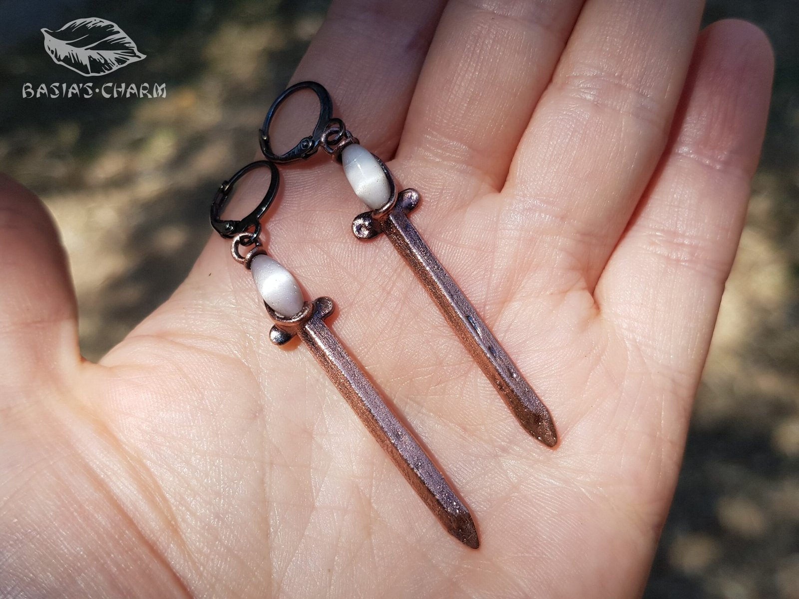 Sword Earrings wit Cats Eye Glass - Image 8