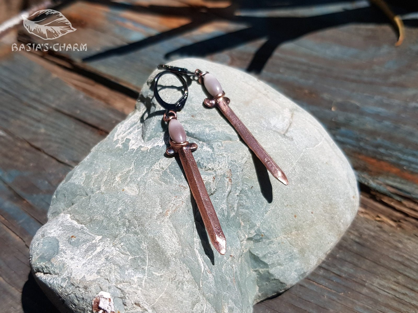 Sword Earrings wit Cats Eye Glass - Image 9