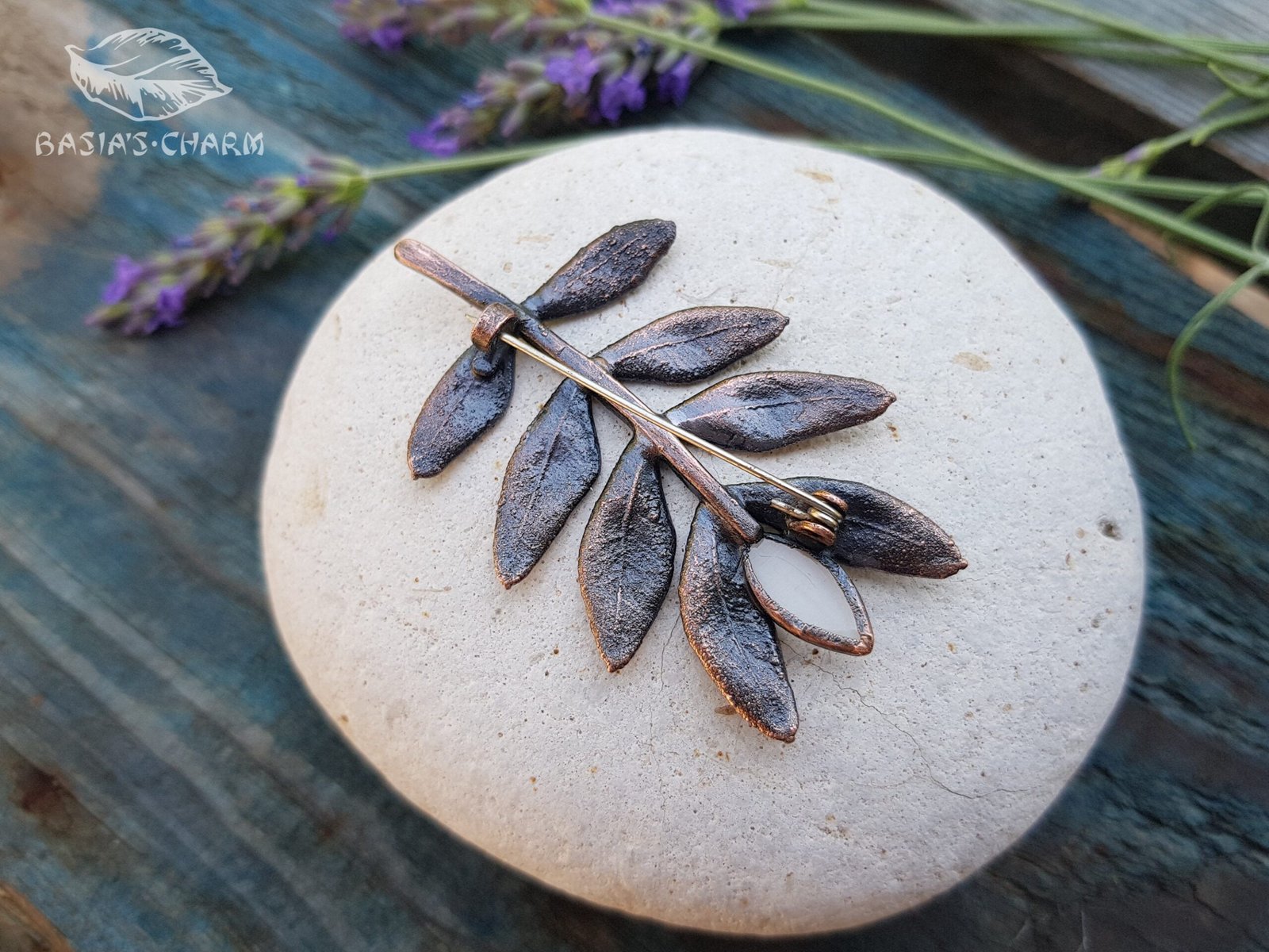 Branch with Cat Eye glass Brooch - Image 4