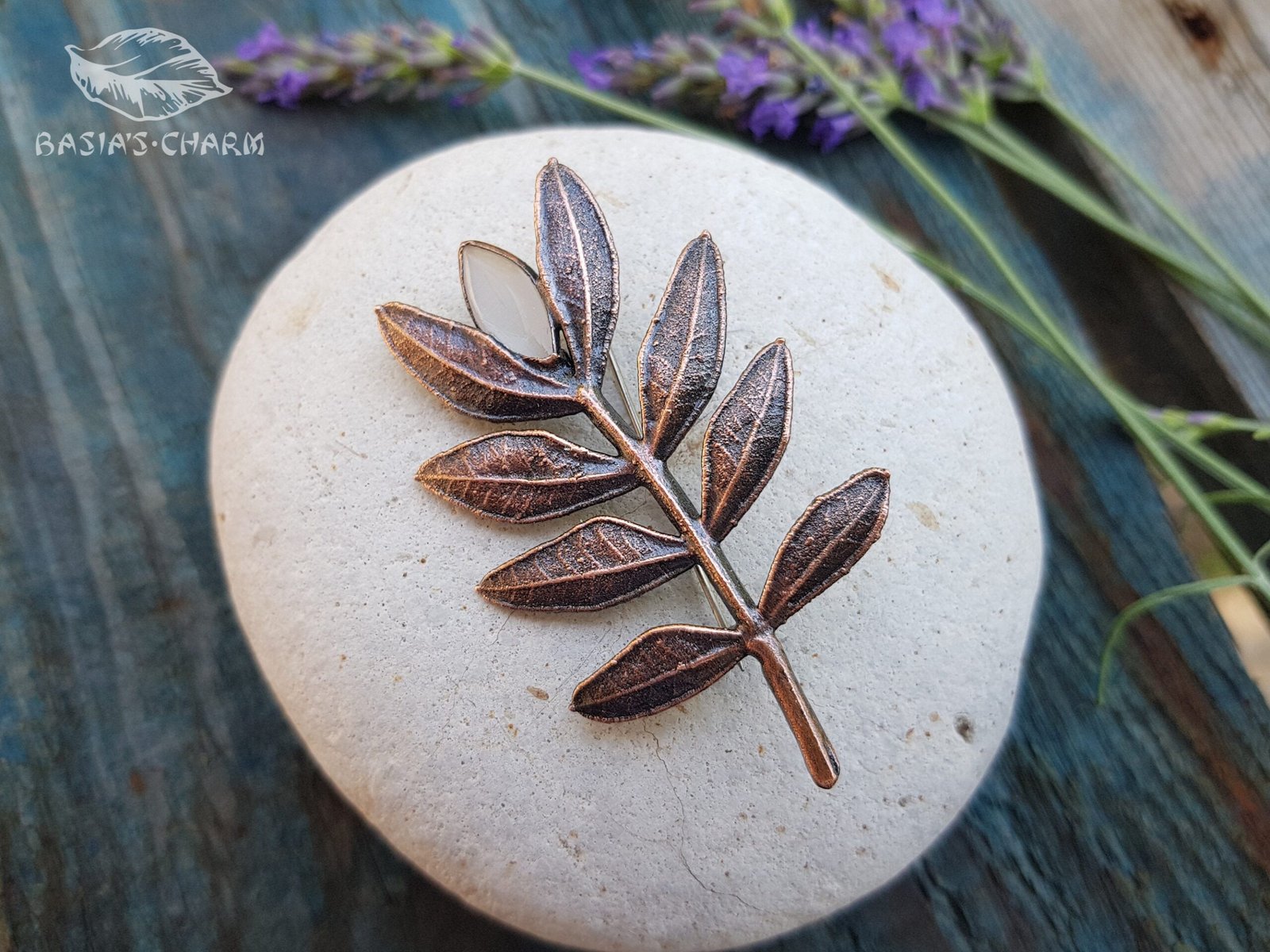 Branch with Cat Eye glass Brooch - Image 5