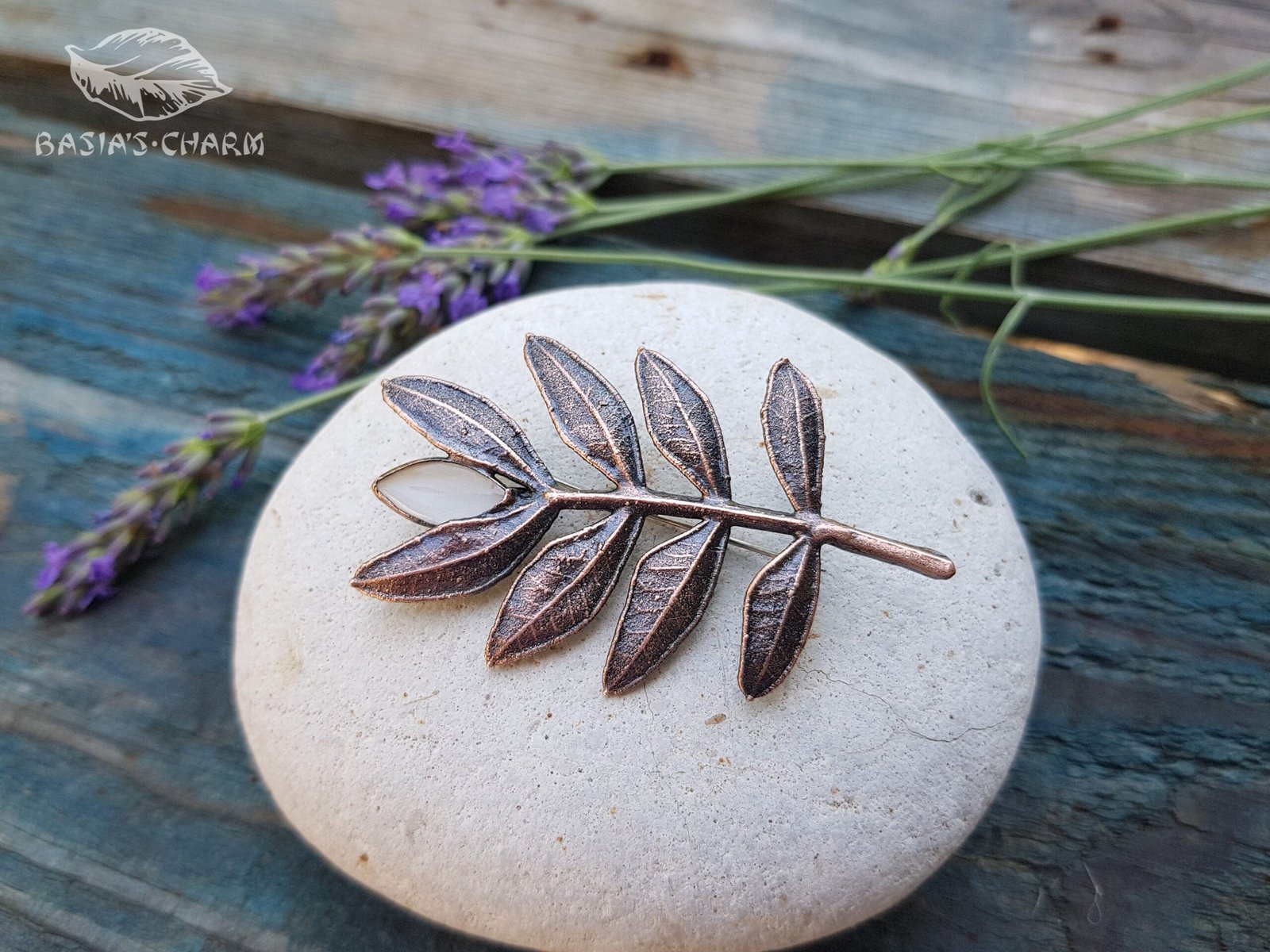 Branch with Cat Eye glass Brooch - Image 7