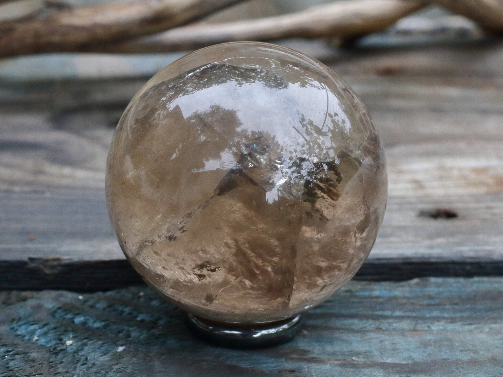 Smoky quartz with goethite